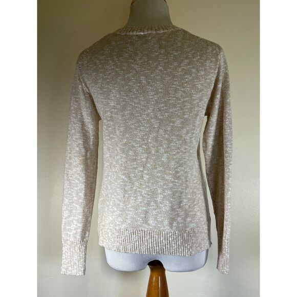 Women's J. Crew‎ Lightweight Tan & White Sweater #BQ689 - Size XXS - Picture 2 of 6